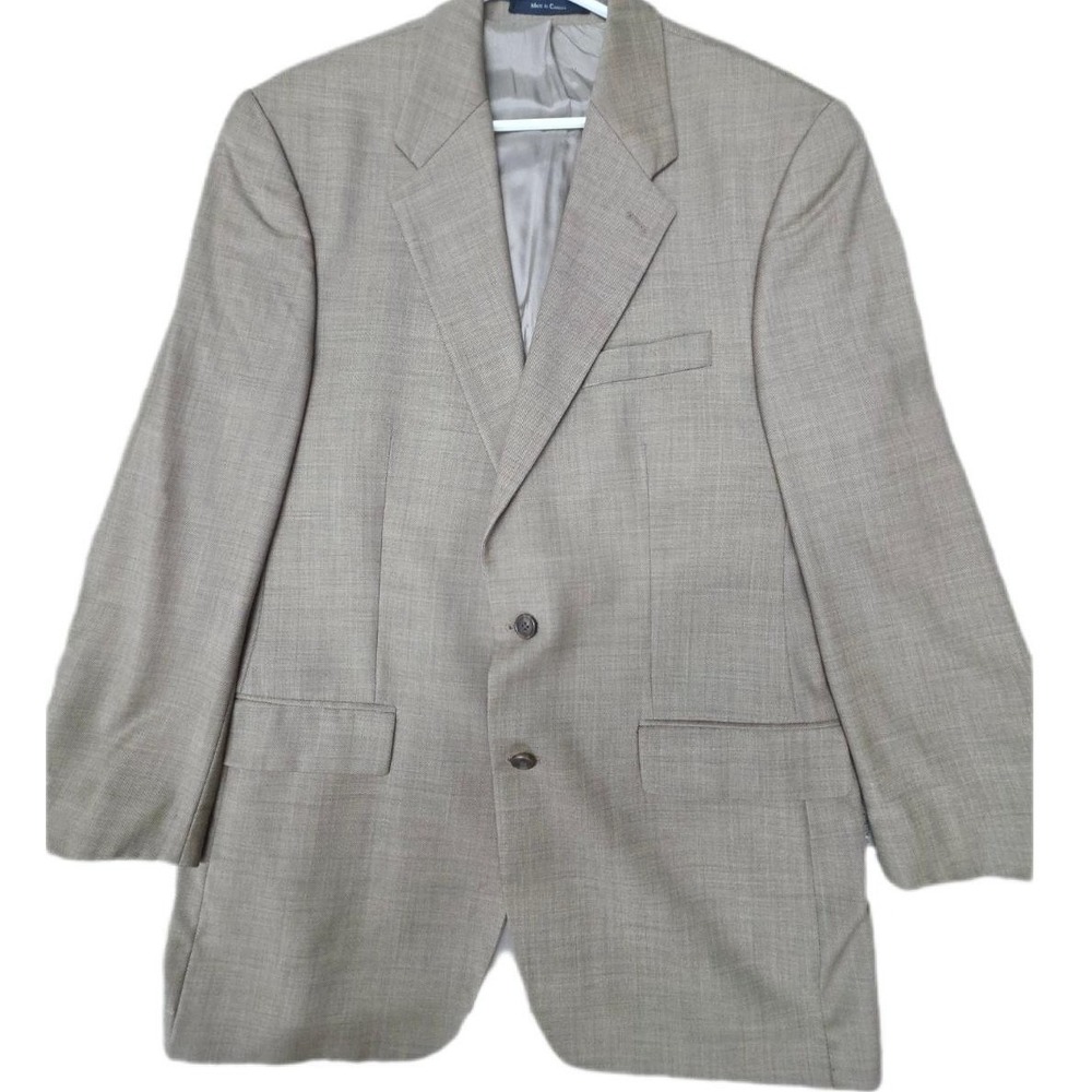 Ralph Lauren Dillard's Exclusive Wool Blazer Plaid Tan‎ Brown Mens Size 44R - Picture 2 of 13